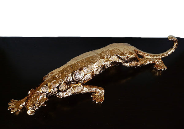 Steve Art Gallery Golden Leopard Sculpture 94x20x15 Cm