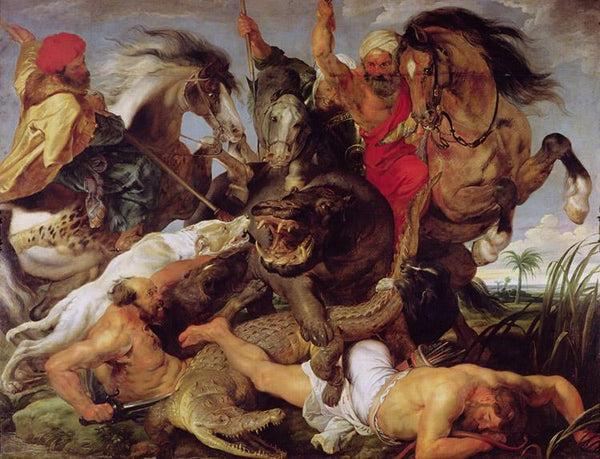 steve art gallery Hippopotamus and Crocodile Hunt Peter Paul Rubens 50x40cm