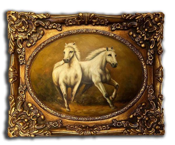 Steve Art Gallery Horses Painting With Fantastic Frame Inner Size 30x40 Cm