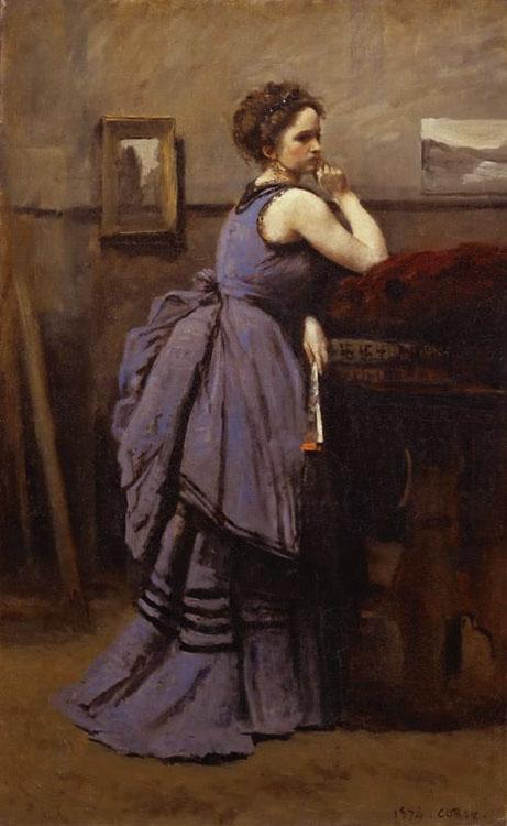 steve art gallery La dame en bleu Jean Baptiste Camille Corot 60x40cm