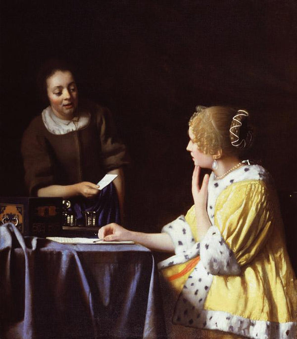 steve art gallery Lady with Her Maidservant Holding a Johannes Vermeer 60x50cm