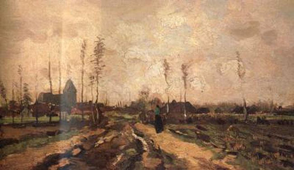 steve art gallery Landscape with Church and Farms Vincent Van Gogh 22x37cm