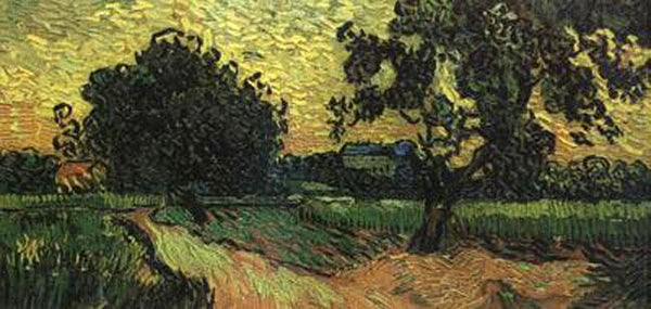 steve art gallery Landscape with thte Chateau of Auvers at Sunset Vincent Van Gogh