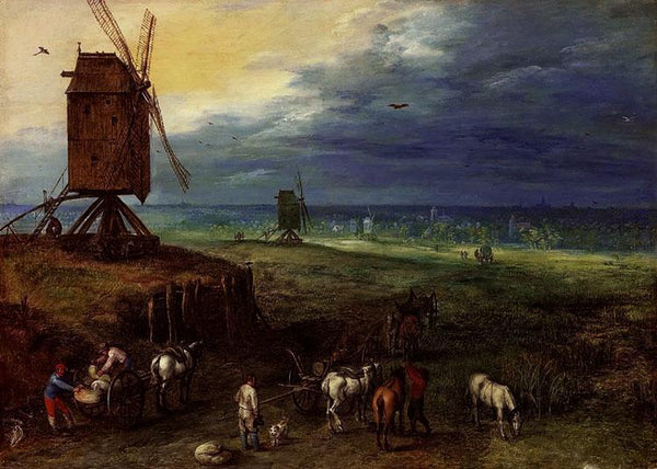 steve art gallery Landscape with Windmills BRUEGHEL Jan the Elder 34x50cm