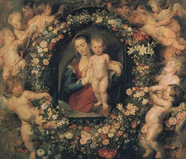 steve art gallery Madonna and Child with Garland of Flowers and Putti Peter Paul Rubens 60x50 cm