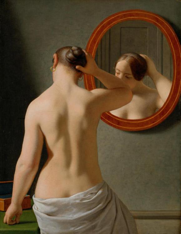 steve art gallery Nude (Morning Toilette) Christoffer Wilhelm Eckersberg 32x25cm