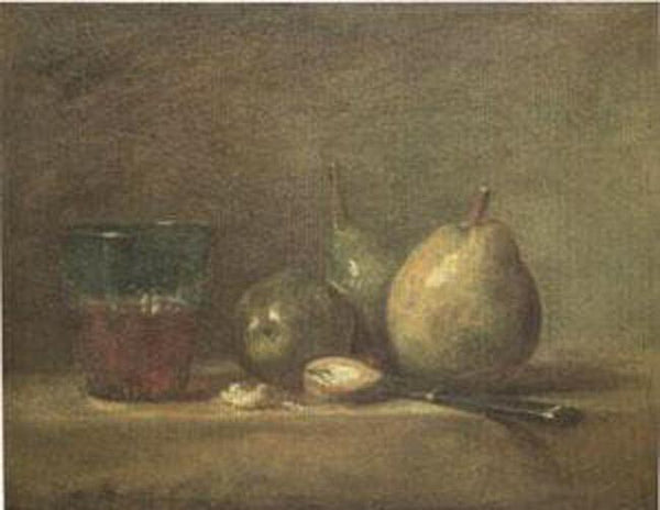 steve art gallery Pears Walnuts and a Glass of Wine Jean Baptiste Simeon Chardin 33x41cm