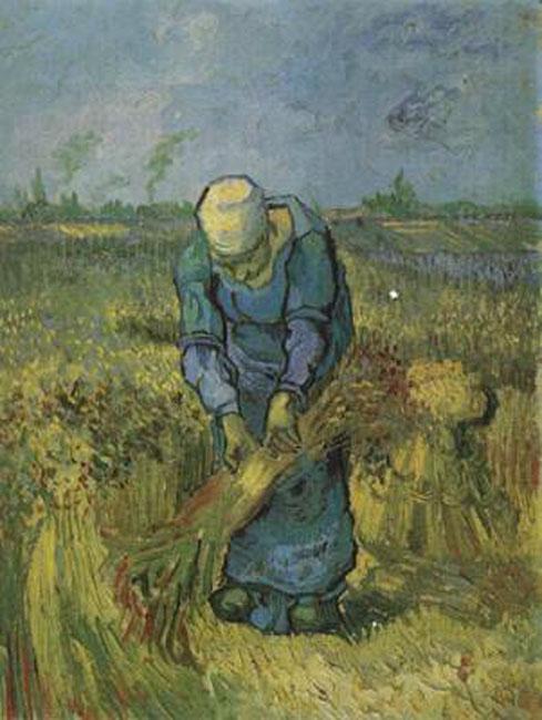steve art gallery Peasant Woman Binding Sheaves Vincent Van Gogh 43x33cm