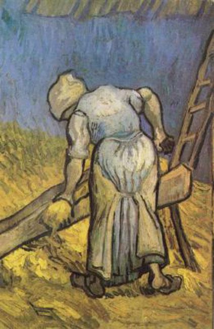 steve art gallery Peasant Woman Cutting Straw Vincent Van Gogh 40.5x26.5cm