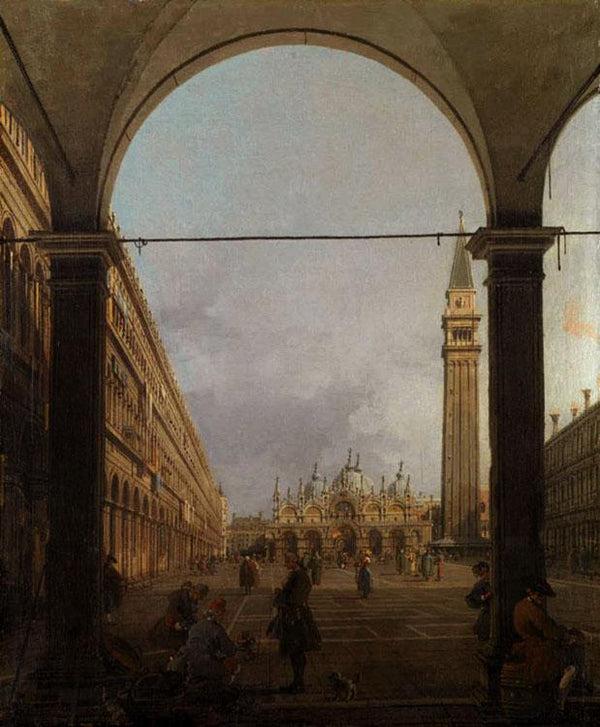 steve art gallery Piazza S.Marco verso la basilica dall'angolo Canaletto 46.5x38cm