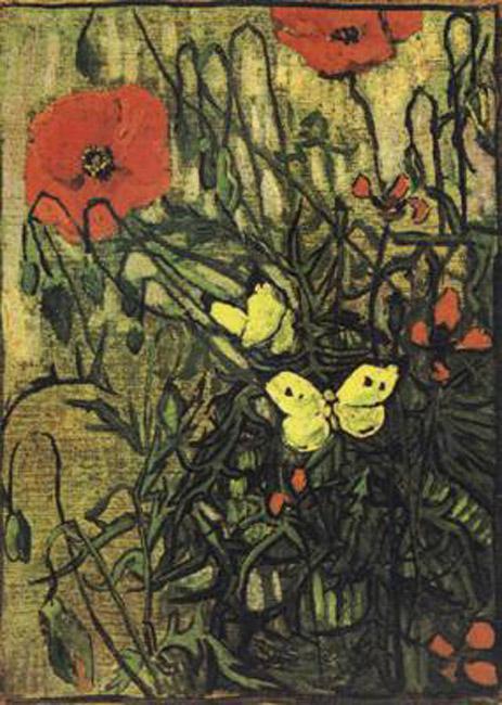 steve art gallery Poppies and Butterflies Vincent Van Gogh 34.5x25.5cm