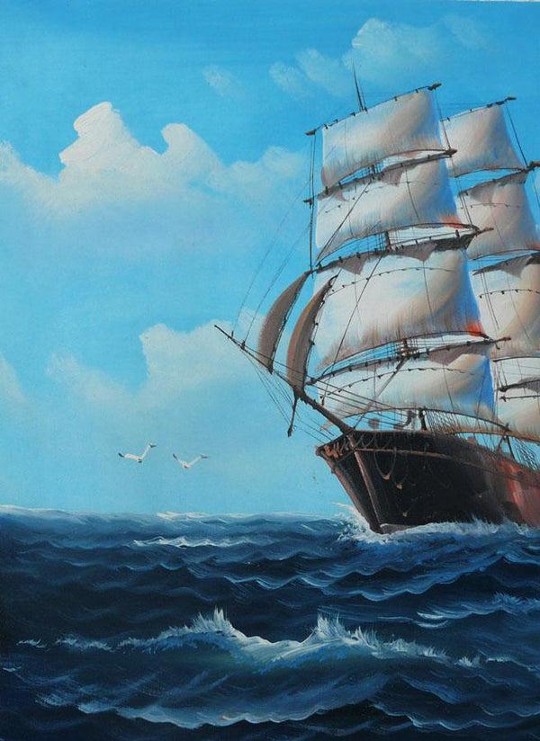 Steve Art Gallery Sail Boat With Seagulls Hand-painted Oil Painting On Canvas