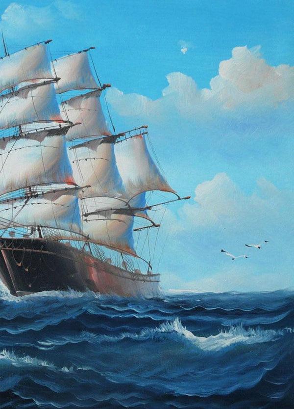 Steve Art Gallery Sail Boat With Seagulls Hand-painted Oil Painting On Canvas