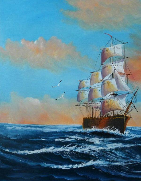 Steve Art Gallery Sail Boat With Seagulls Navigation Oil Painting On Canvas