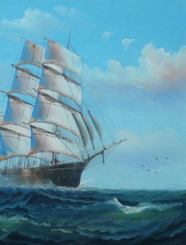 Steve Art Gallery Sail Boat With Seagulls Navigation Oil Painting On Canvas