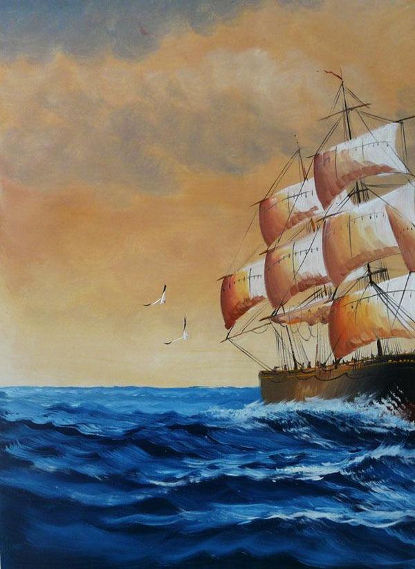 Steve Art Gallery Sail Boat With Seagulls Navigation Oil Painting On Canvas