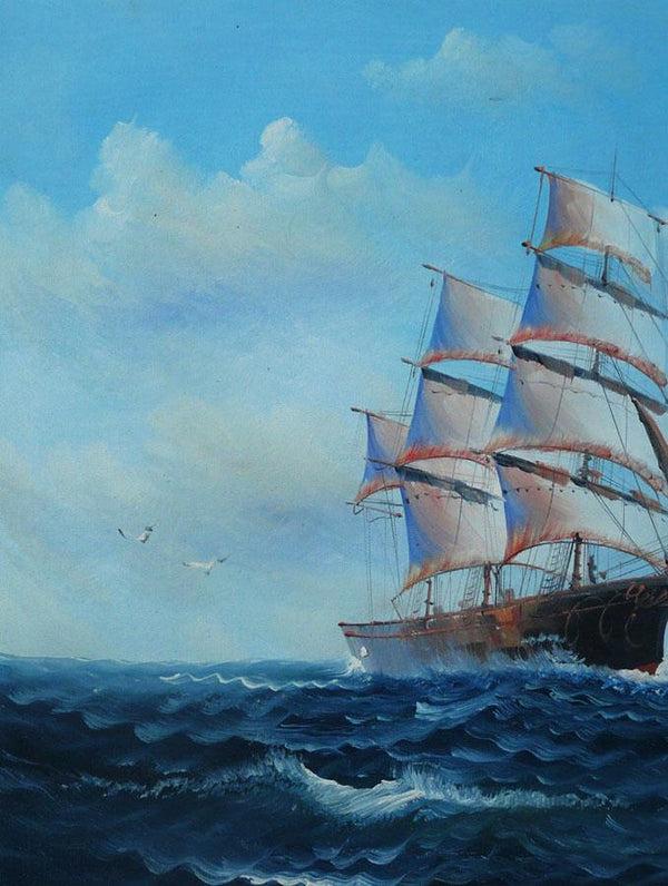 Steve Art Gallery Sail Boat With Seagulls Navigation Oil Painting On Canvas