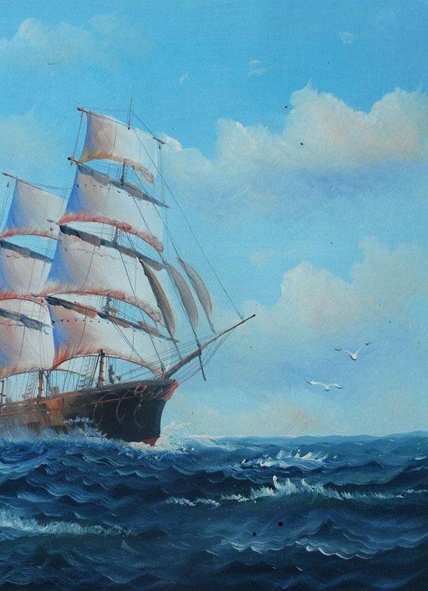 Steve Art Gallery Sail Boat With Seagulls Navigation Oil Painting On Canvas