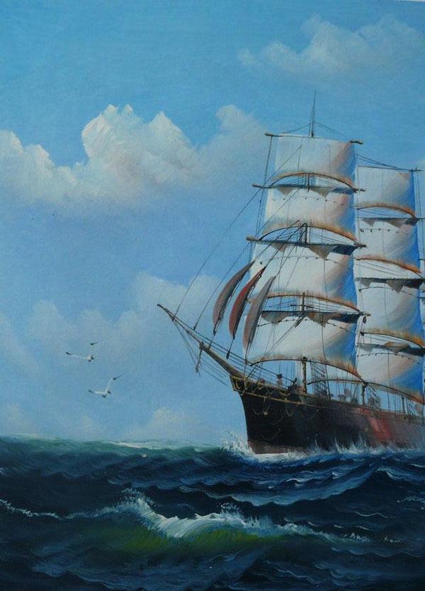 Steve Art Gallery Sail Boat With Seagulls Navigation Oil Painting On Canvas
