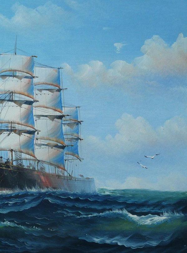 Steve Art Gallery Sail Boat With Seagulls Navigation Oil Painting On Canvas