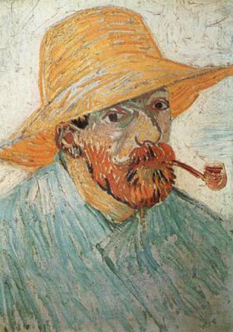 steve art gallery Self-Portrait with Pipe and Straw Hat Vincent Van Gogh 42x30cm