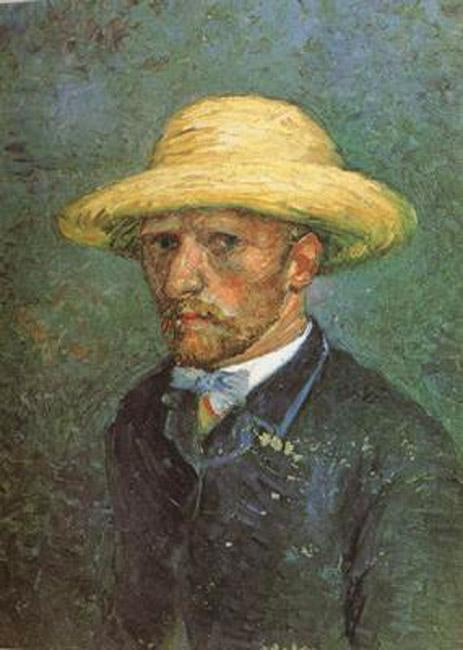 steve art gallery Self-Portrait with Straw Hat Vincent Van Gogh 19x14cm