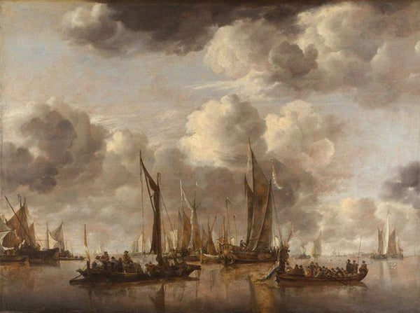 steve art gallery Shipping Scene with a Dutch Yacht Jan van de Capelle 50x40cm