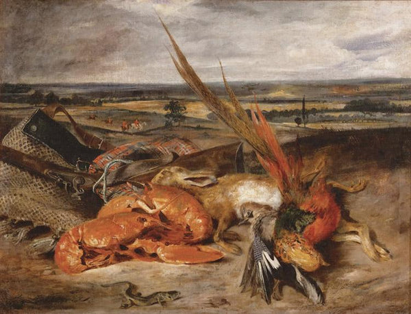 steve art gallery Still Life with a Lobster and Trophies Eugene Delacroix 50x40cm