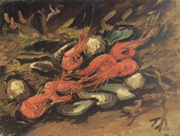 steve art gallery Still life wtih Mussels and Shrimps Vincent Van Gogh 26.5x34.5cm