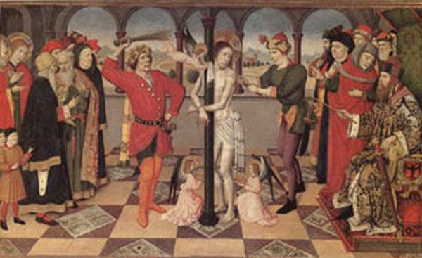 steve art gallery The Flagellation The Four Symbols of the Evangelists Jaime Huguet