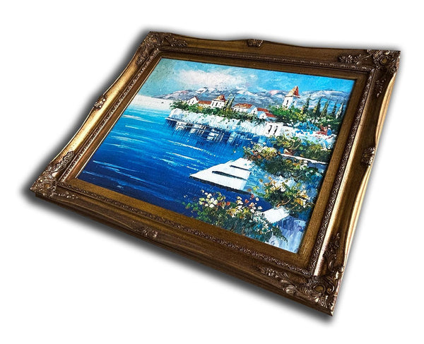 Steve Art Gallery The Mediterranean Hand-painted Oil Painting 54x64 Cm Or 21x25 Ins