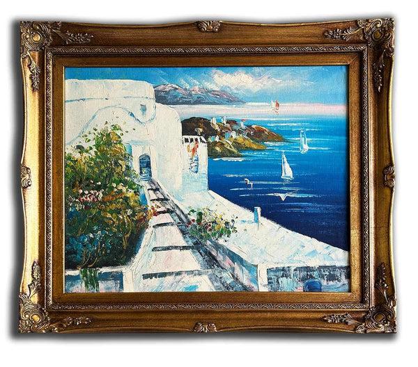 Steve Art Gallery The Mediterranean Hand-painted Oil Painting 54x64 Cm Or 21x25 Ins