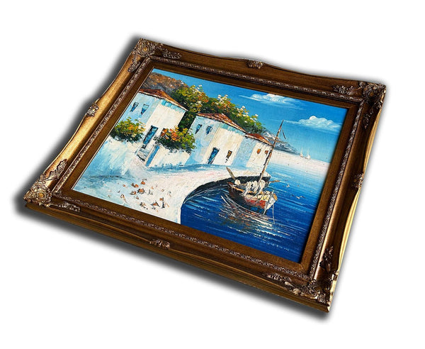 Steve Art Gallery The Mediterranean Hand-painted Oil Painting 54x64 Cm Or 21x25 Ins