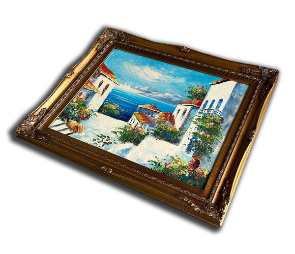 Steve Art Gallery The Mediterranean Hand-painted Oil Painting 54x64 Cm Or 21x25 Ins