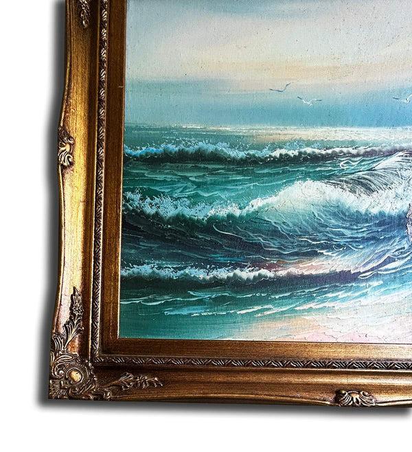 Steve Art Gallery The Sea Hand-painted Oil Painting 54x64 Cm Or 21x25 Ins