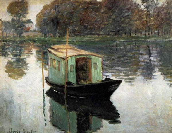steve art gallery The Studio Boat Claude Monet 50x40cm