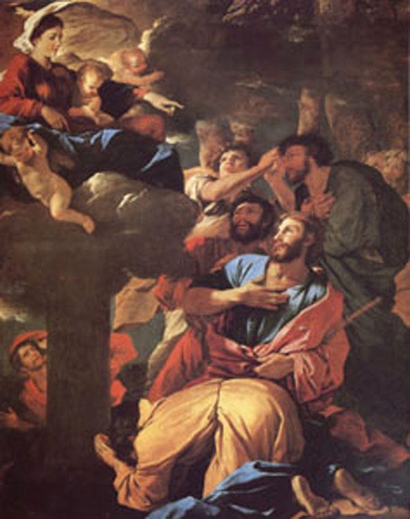 steve art gallery The VIrgin of the Pillar Appearing Nicolas Poussin