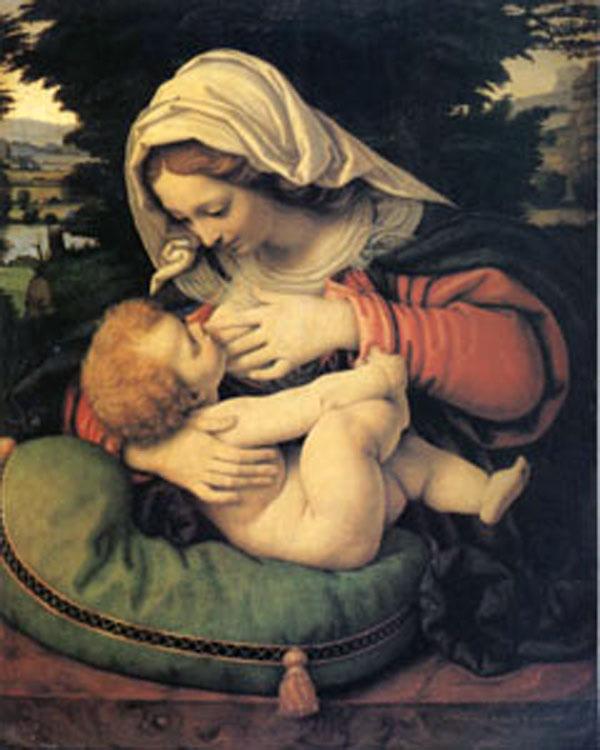 steve art gallery The Virgin with the Green Cushion Andrea Solario