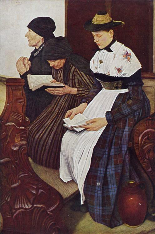 steve art gallery Three Women in Church Leibl Wilhelm 60x40cm