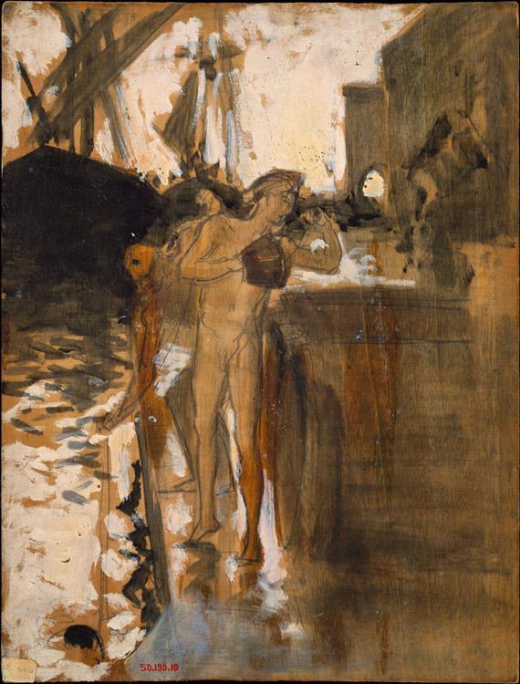 steve art gallery Two Nude Bathers Standing on John Singer Sargent 35x26.7cm