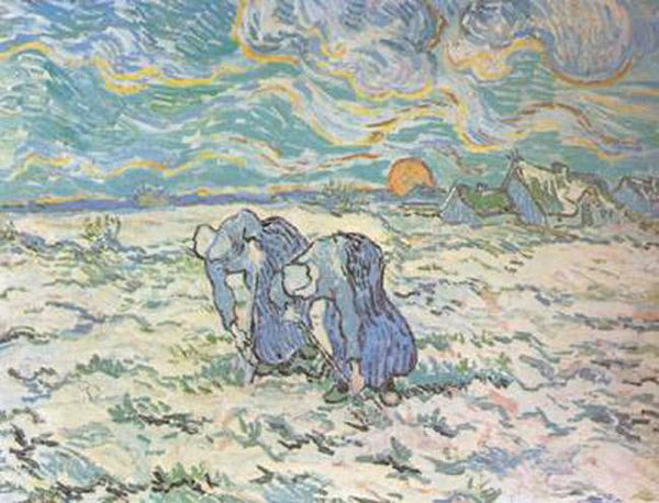 steve art gallery Two Peasant Women Digging in Field with Snow Vincent Van Gogh 50x64cm