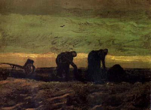 steve art gallery Two Peasant Women in the Peat Field Vincent Van Gogh 27.5x36.5cm