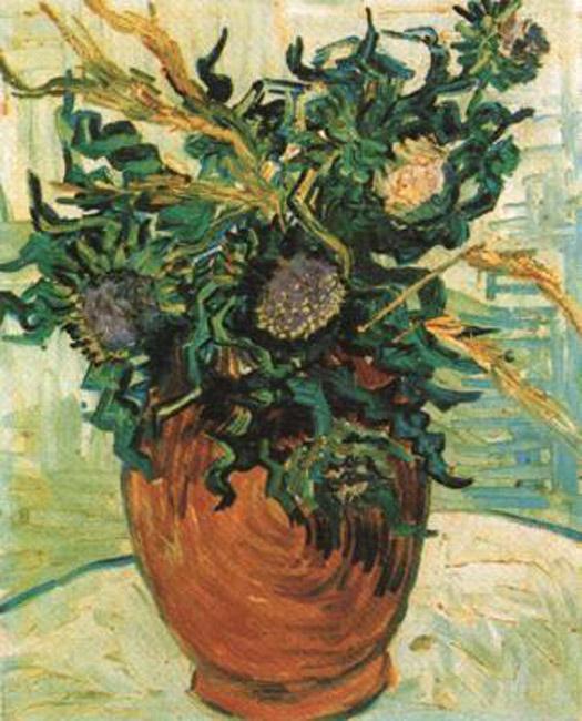 steve art gallery Vase with Flower and Thistles Vincent Van Gogh 41x34cm