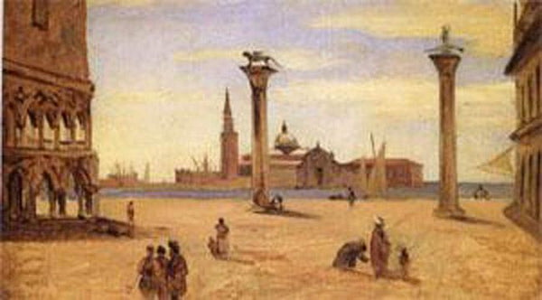steve art gallery Venice the Piazzetta August Jean Baptiste Camille Corot 21x35cm