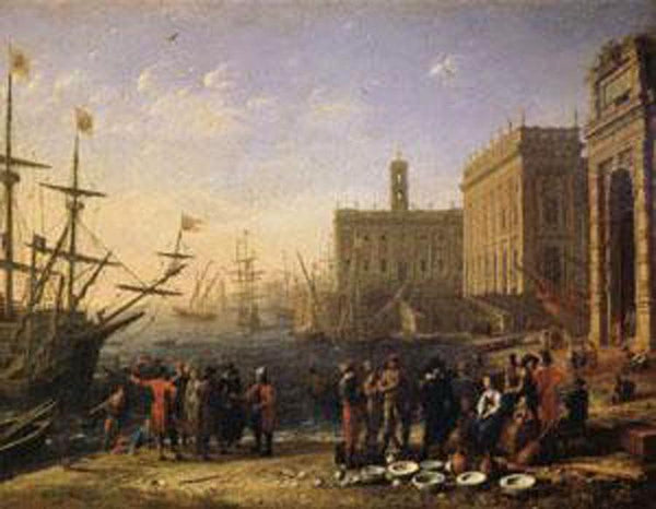steve art gallery View of a Port with the Capitol Claude Lorrain 56x72cm