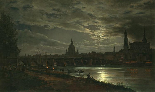 Steve Art Gallery View Of Dresden In The Moonlight Johan Christian Dahl 60x40cm