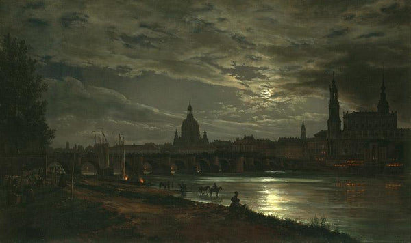 steve art gallery View of Dresden in the Moonlight Johan Christian Dahl 60x40cm