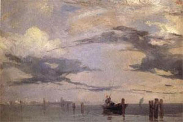 steve art gallery View of the Lagoon near Venice Richard Parkes Bonington 30x43cm