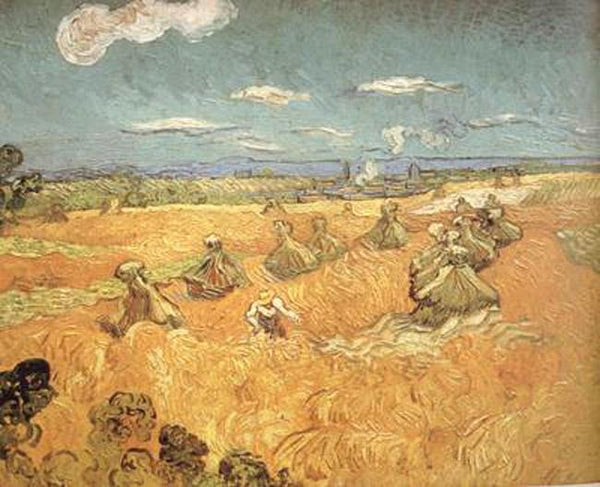 steve art gallery Wheat Stacks wtih Reaper Vincent Van Gogh 50x40cm