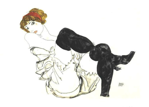 steve art gallery Woman in Black Stockings Egon Schiele 48x32.2cm